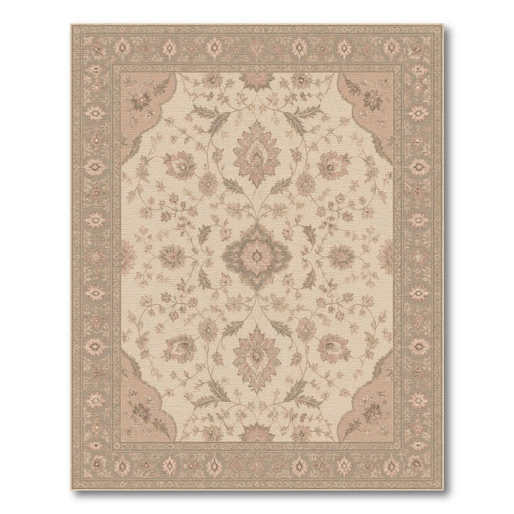 Beige Floral Medallion Vintage Rug