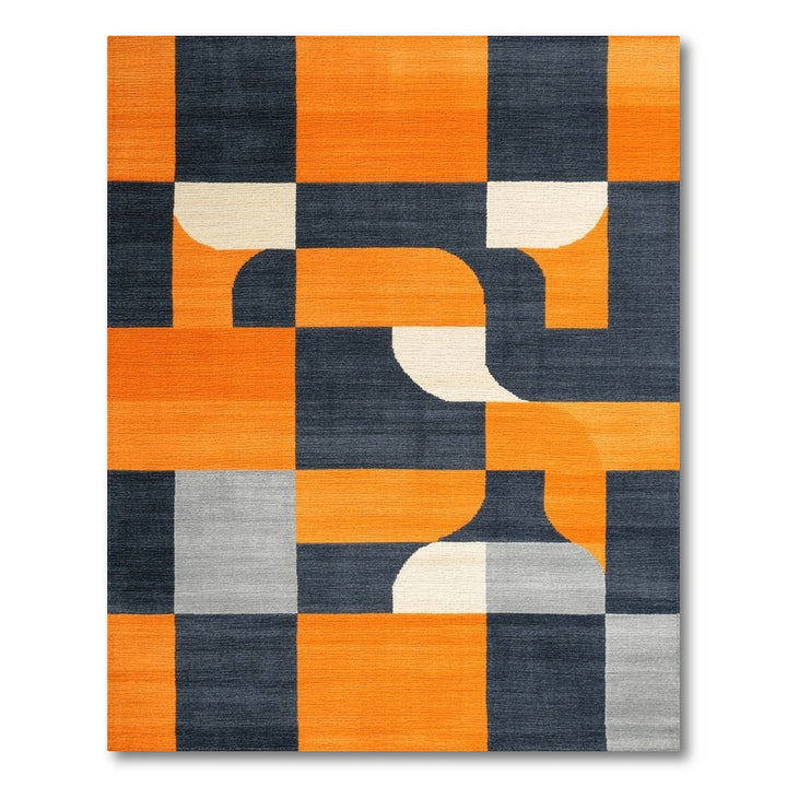 Multi-color and Patterns Bold Orange Geometric Area Rug