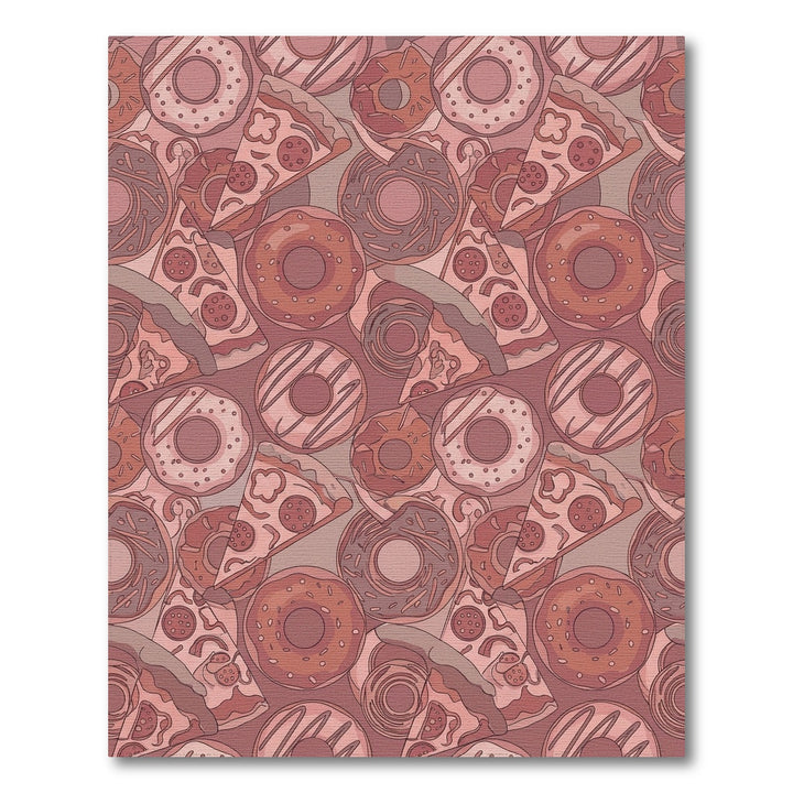 Pink Donut Pizza Collage Rug