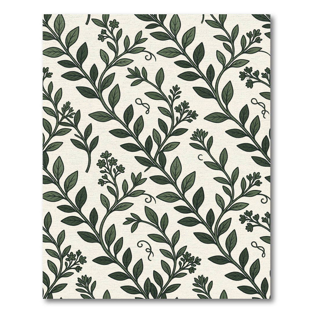 Deep Green Botanical Vine Rug