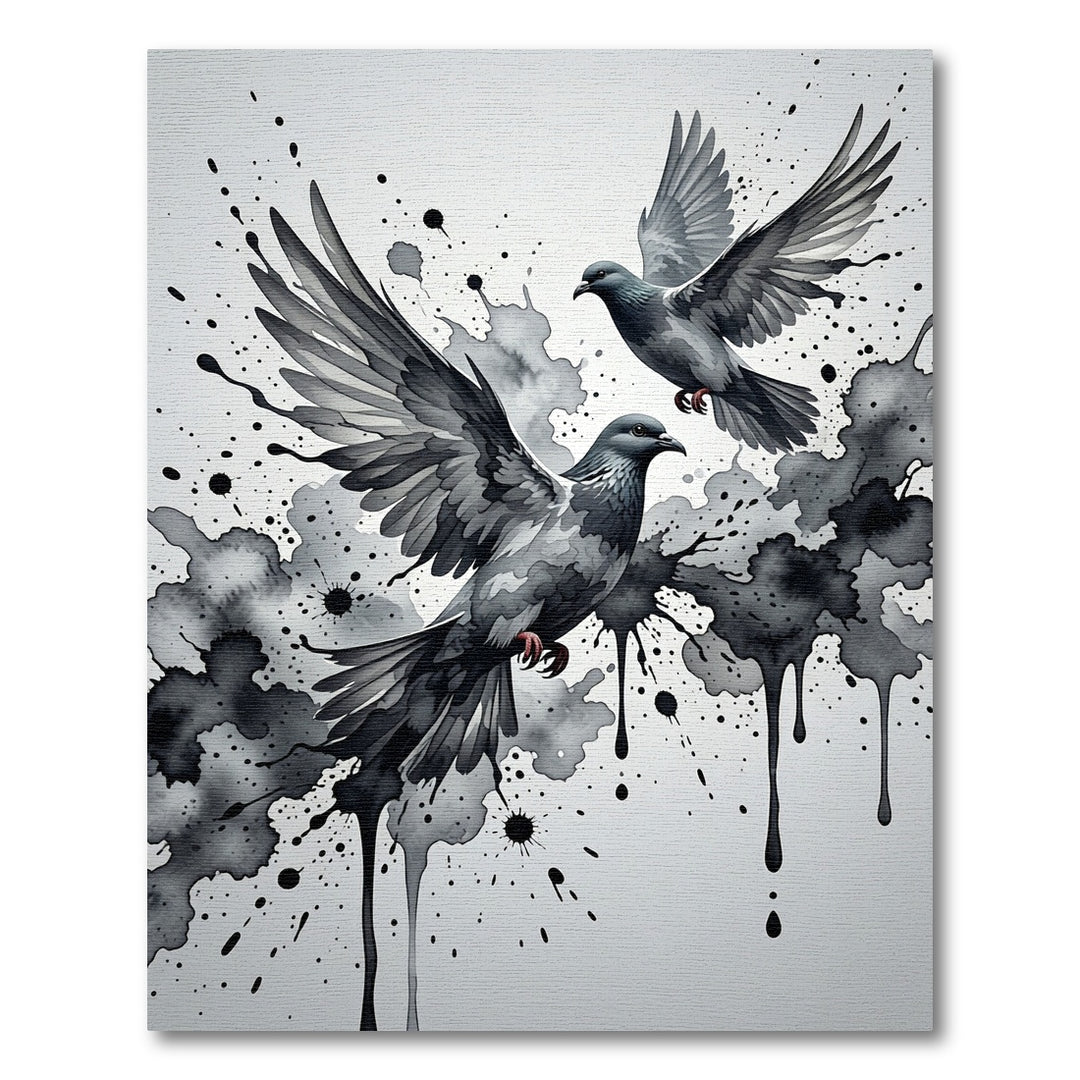 Ink Wash Doves Watercolor Flight Rug