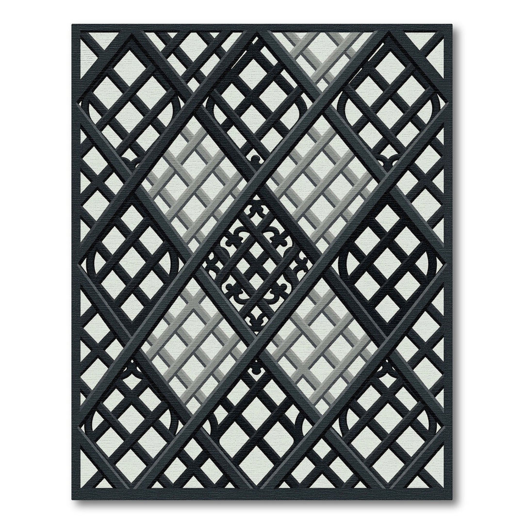 Dark Gray Intersecting Lattice Rug