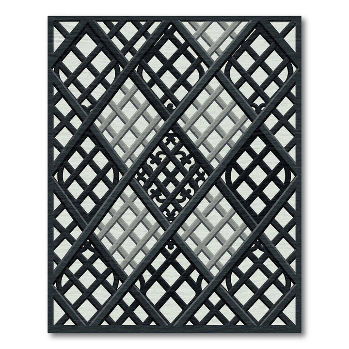 Dark Gray Intersecting Lattice Rug