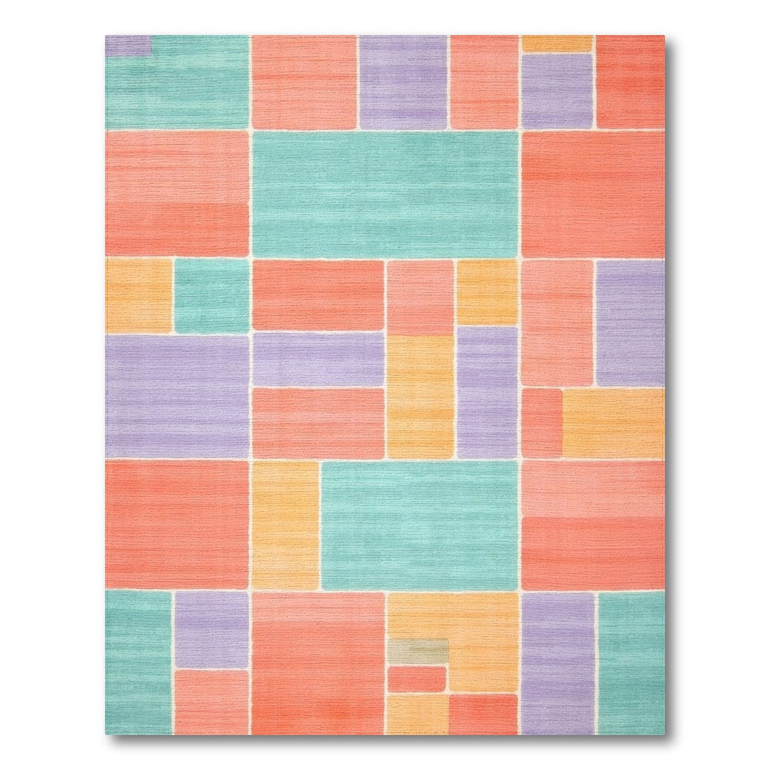 Block Multi-color and Patterns Vibrant Multi-Color Geometric Block Area Rug