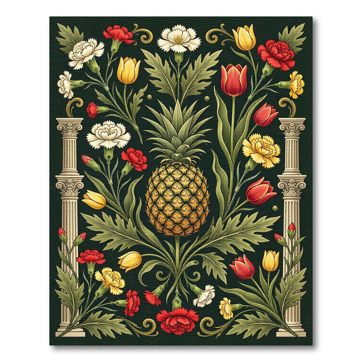 Elegant Pineapple Floral Tapestry Rug