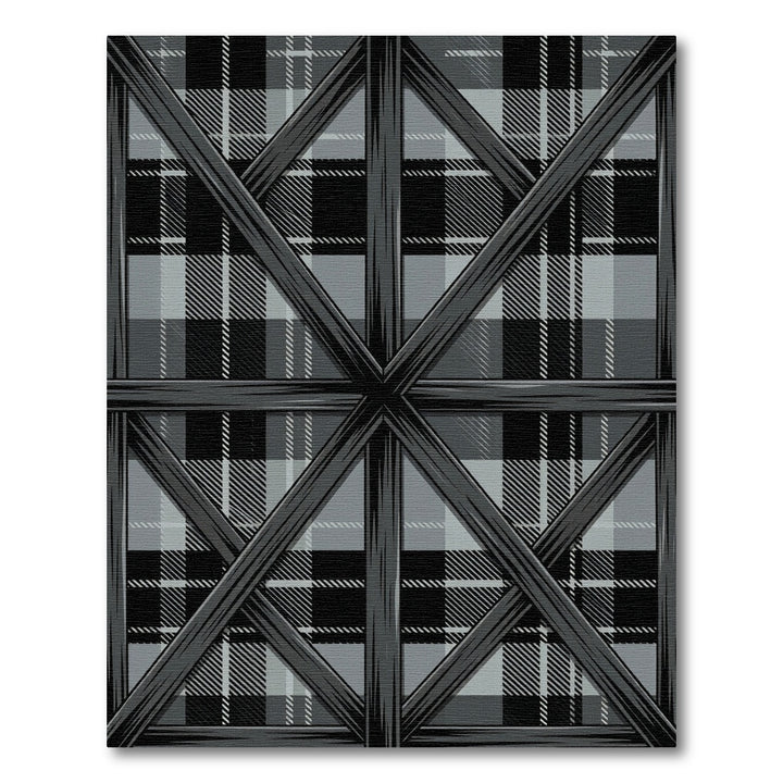 Dark Gray Plaid Geometric Window Rug