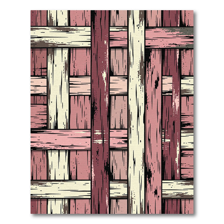 Rustic Pink Wood Plank Weave Rug