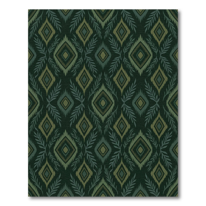 Forest Green Diamond Leaf Medallion Rug