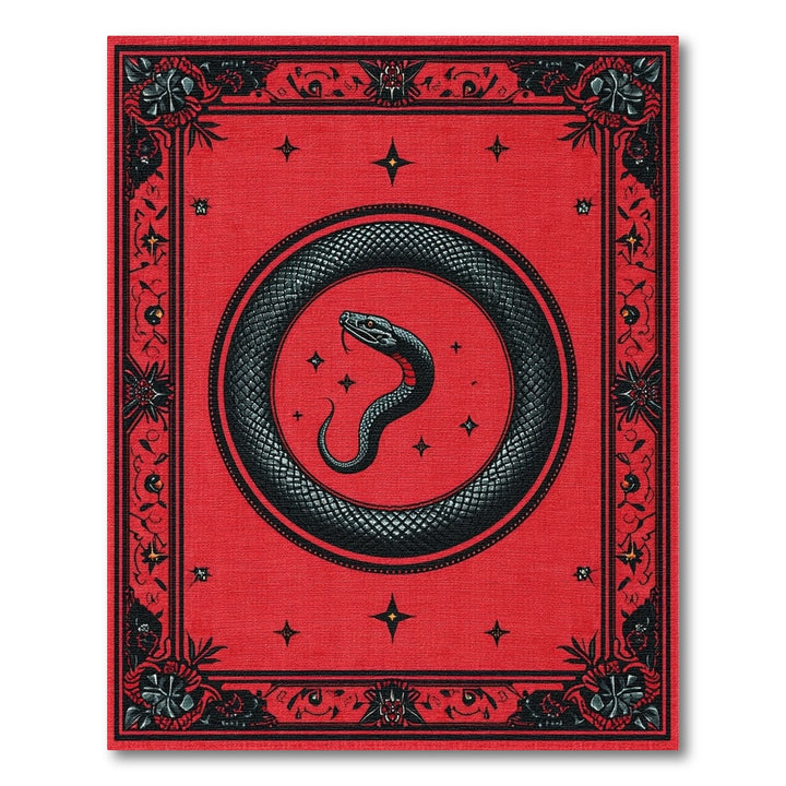 Red Serpent Coil Vintage Area Rug