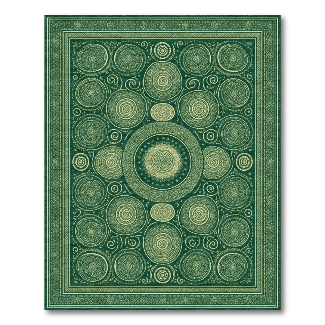 Geometric Modern Green Geometric Circle Area Rug