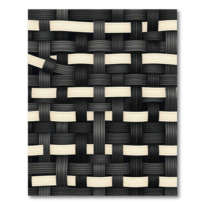 Black Beige Woven Basketweave Texture Rug