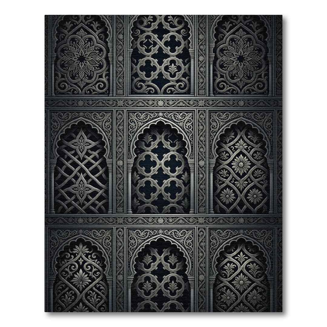 Ornate Arabesque Silver Filigree Rug