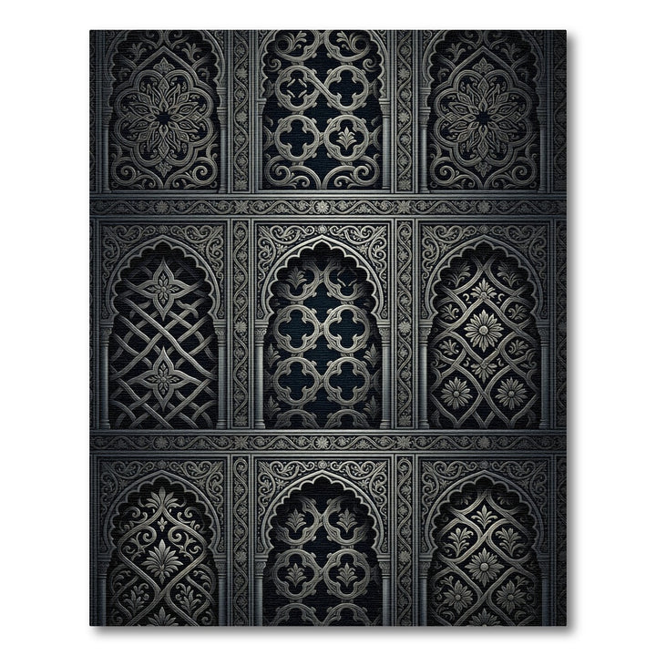 Ornate Arabesque Silver Filigree Rug