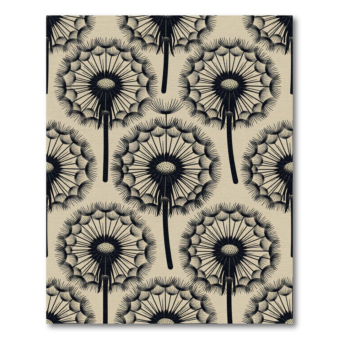 Black Dandelion Seedhead Outline Rug
