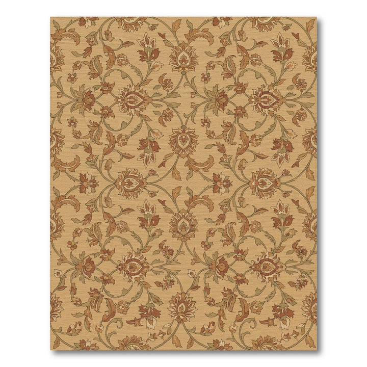 Faded Ochre Floral Vine Medallions Rug