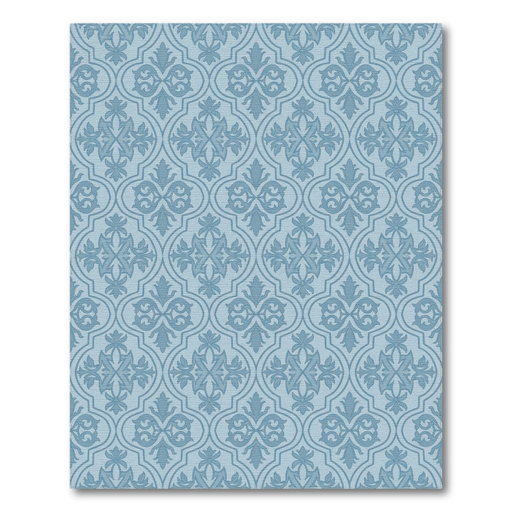 Light Blue Quatrefoil Medallion Weave Rug