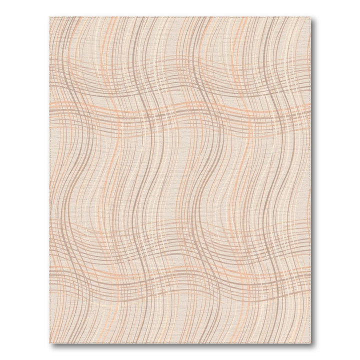 Soft Peach Tan Wavy Stripe Rug