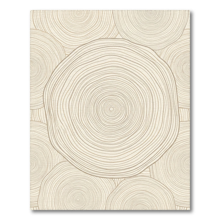 Cream Tan Tree Rings Abstract Rug