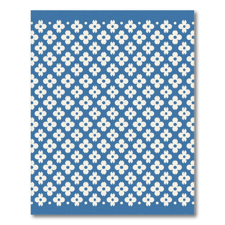 Blue and Teal Blue Floral Washable Area Rug