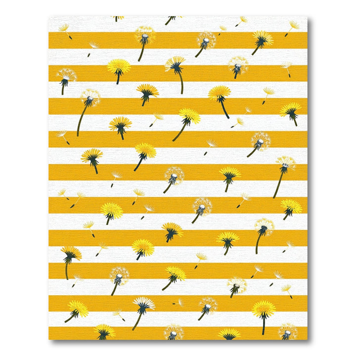 Whimsical Yellow Dandelion Stripes Rug