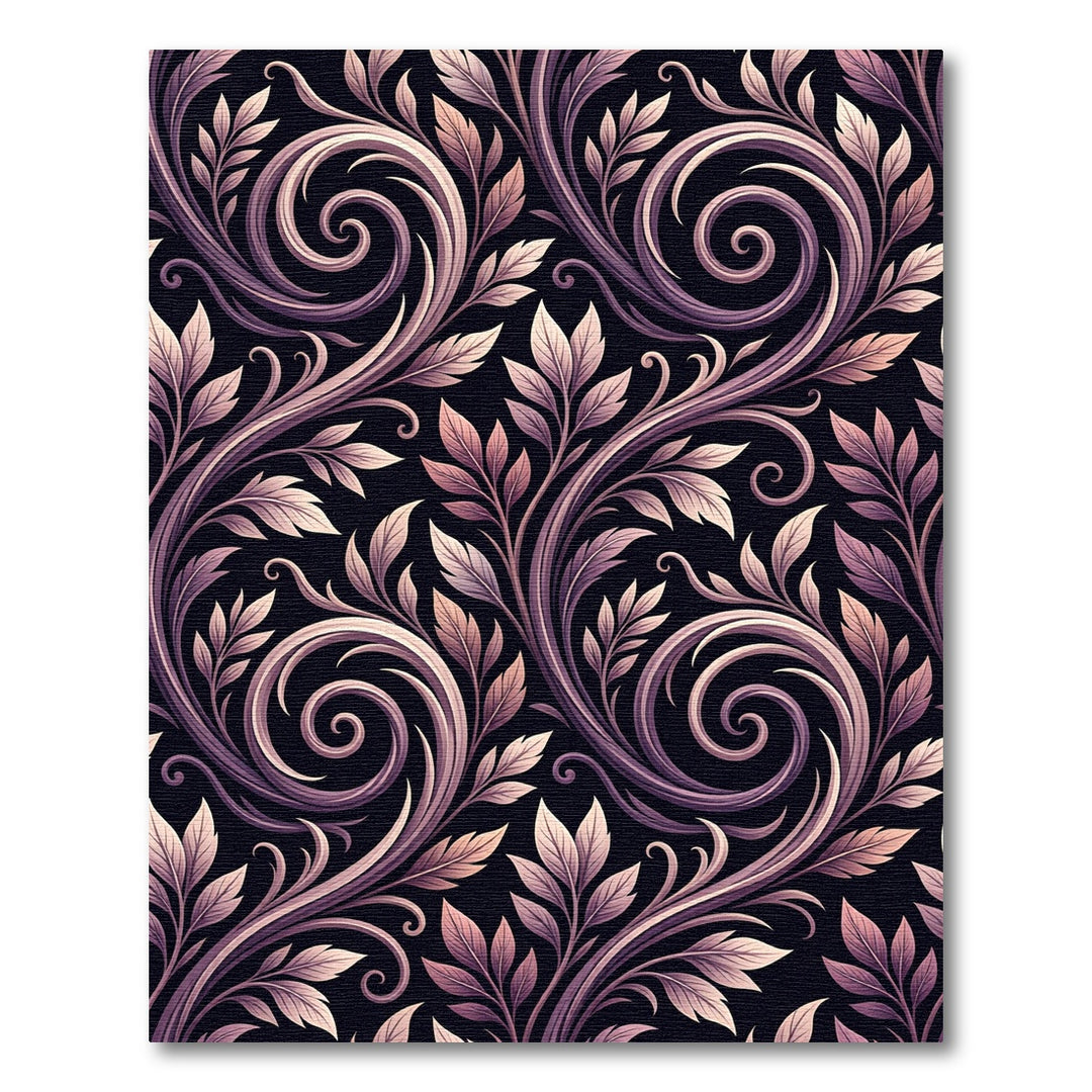 Ornate Plum Leaf Swirls Rug