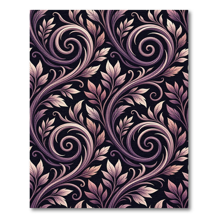 Ornate Plum Leaf Swirls Rug