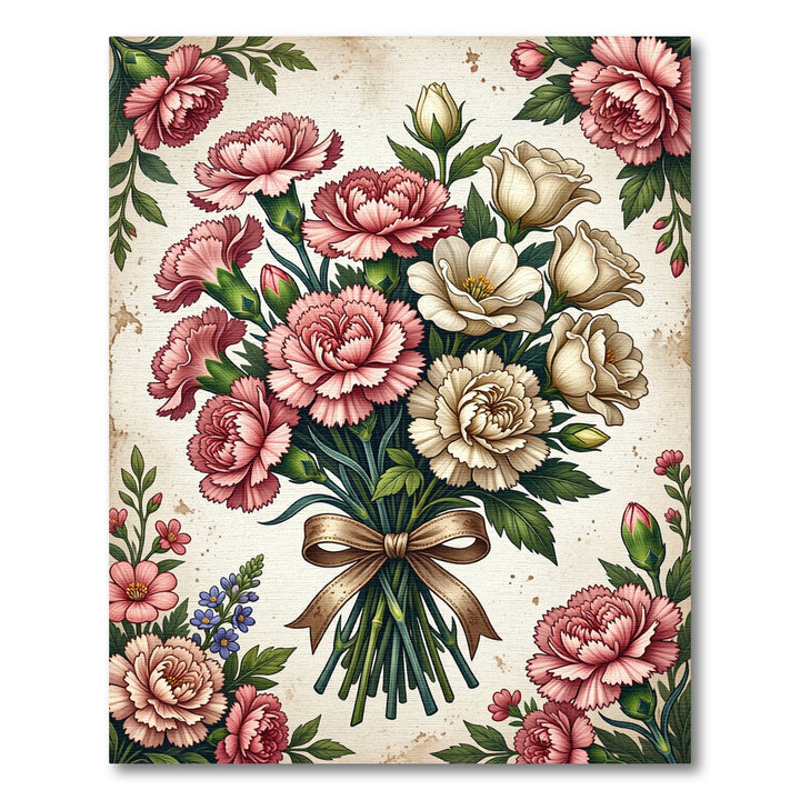 Vintage Pink Carnation Bouquet Rug