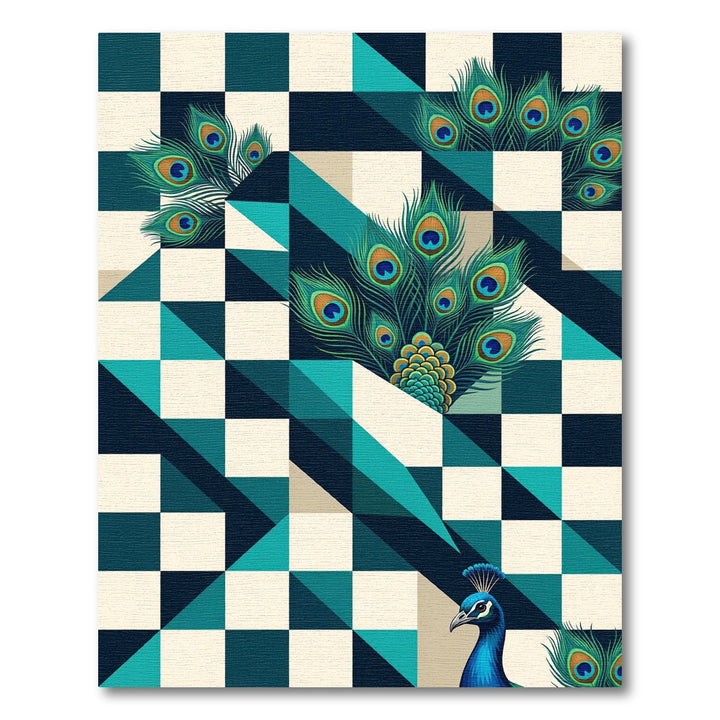 Geometric Peacock Feather Art Rug