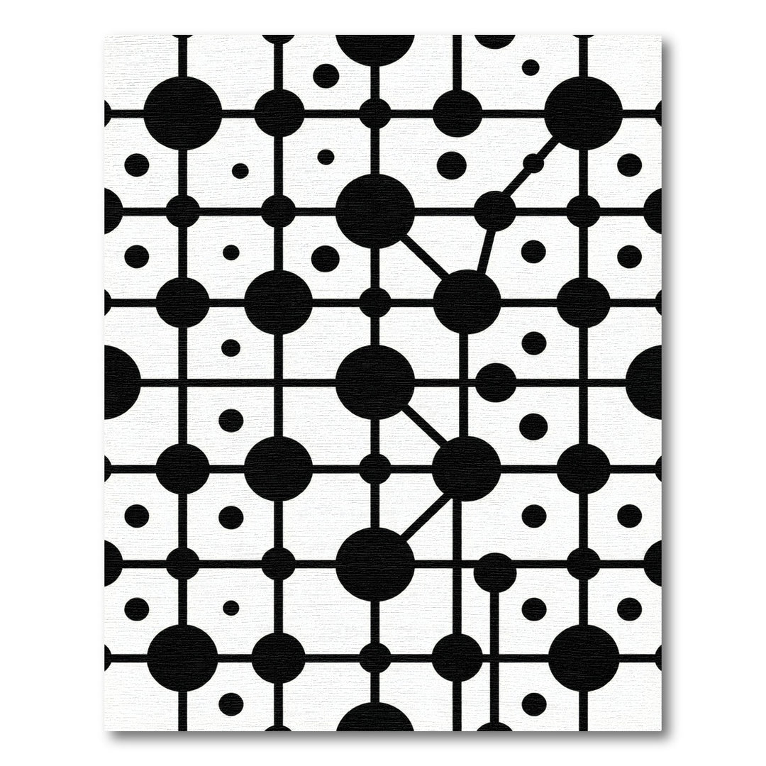 Monochrome Connected Dot Grid Rug
