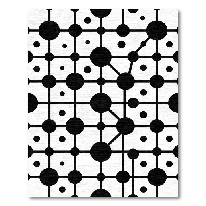 Monochrome Connected Dot Grid Rug