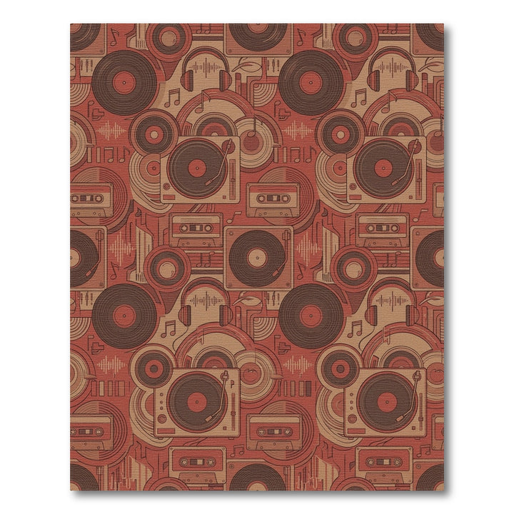 Retro Cassette Vinyl Record Medley Rug
