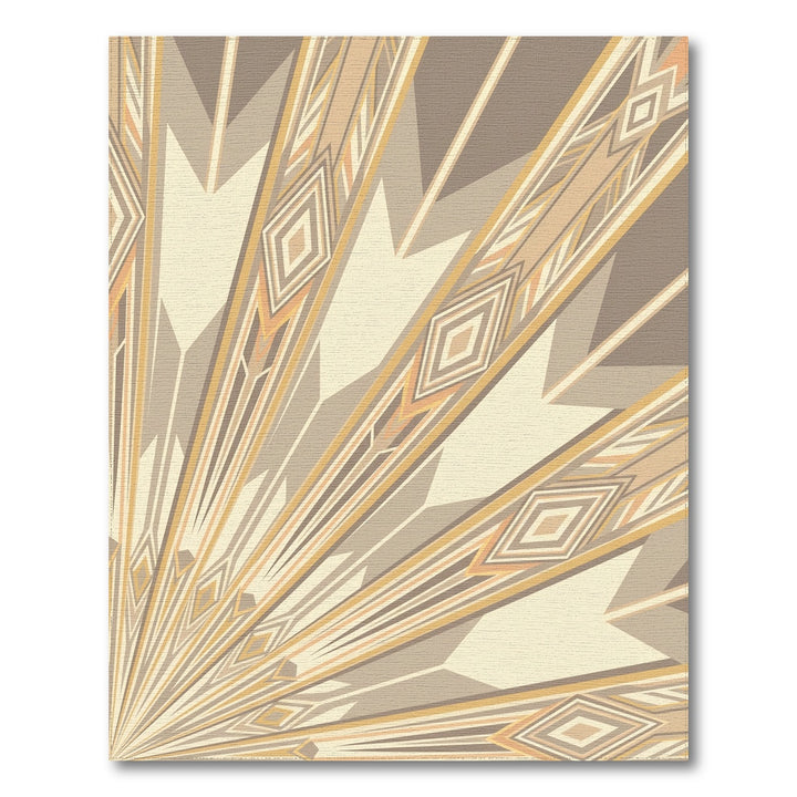 Art Deco Earthy Tone Geometric Sunburst Rug
