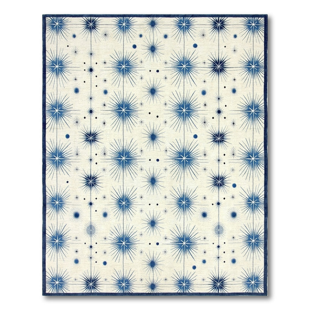 Blue Starburst Geometric Blue and Teal Area Rug