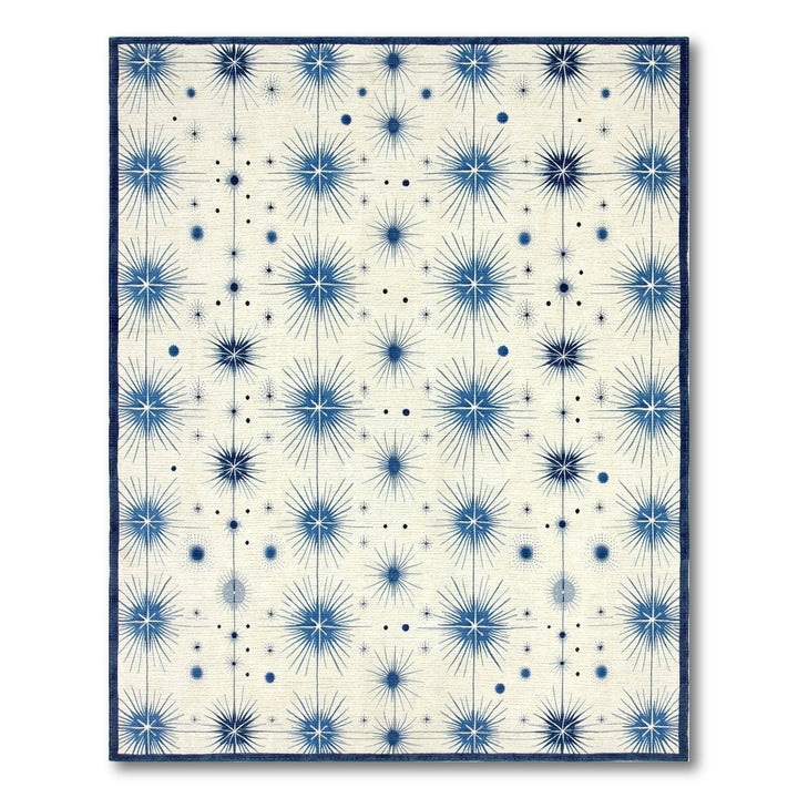 Blue Starburst Geometric Blue and Teal Area Rug