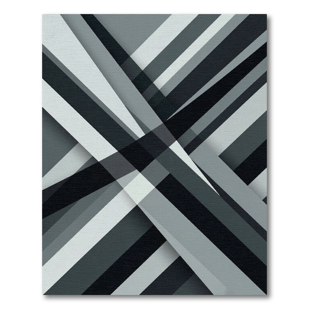 Monochrome Abstract Geometric Intersection Rug