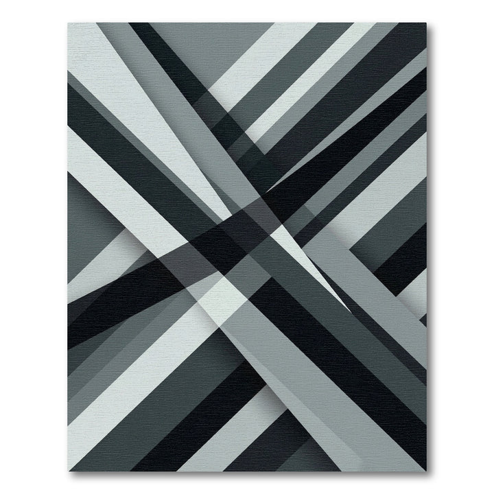 Monochrome Abstract Geometric Intersection Rug