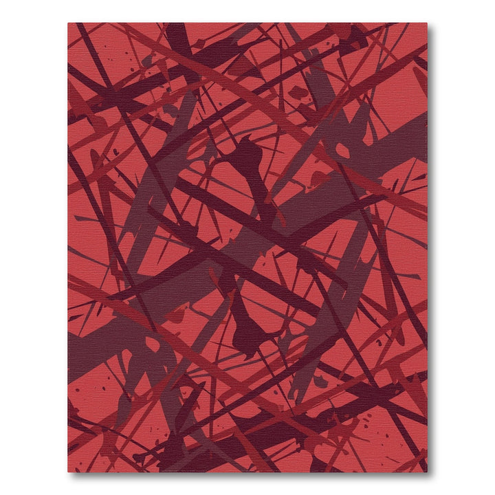 Crimson Scribble Abstract Splash Rug