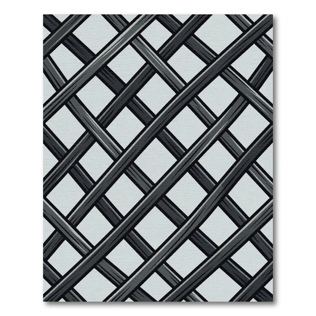 Gray Diagonal Lattice Diamond Rug