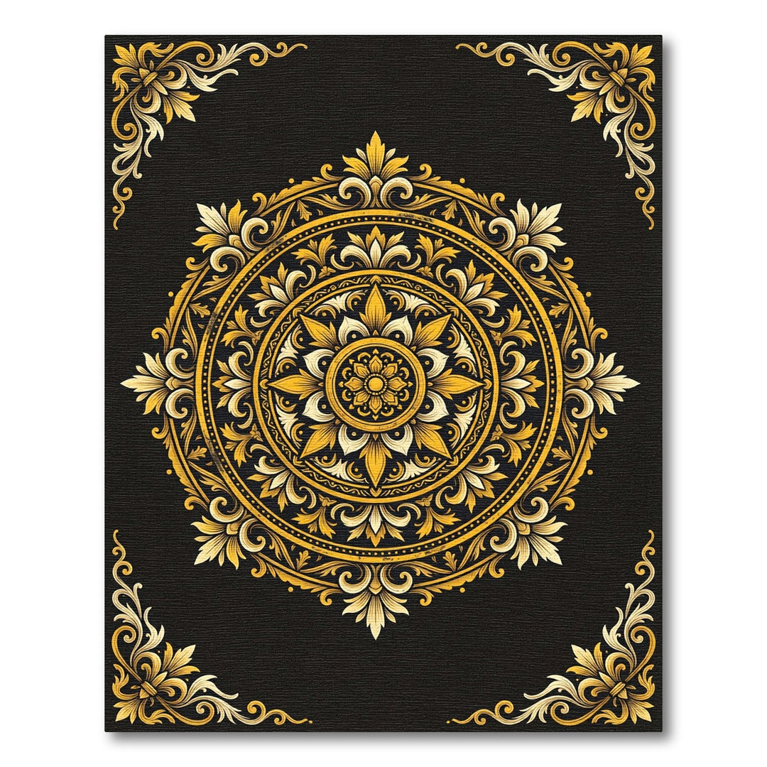 Ornate Golden Mandala Rug