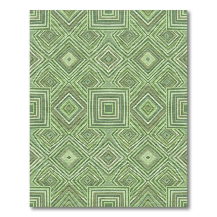 Shades of Green Geometric Layered Squares Rug