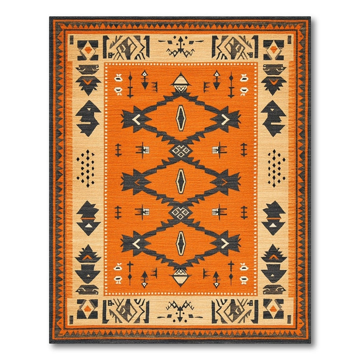 Orange Southwestern Geometric Area Rug