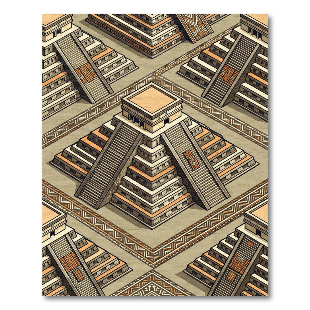 Mayan Pyramid Isometric Geometric Rug