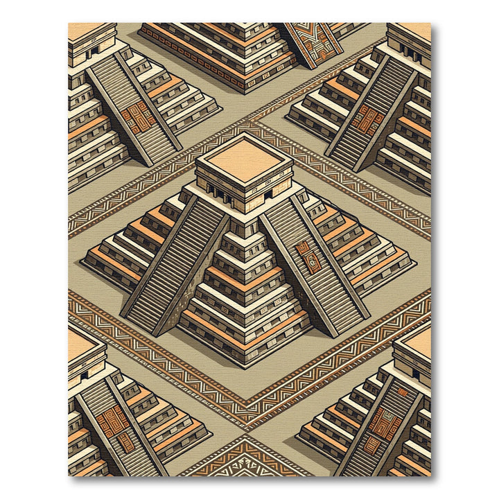 Mayan Pyramid Isometric Geometric Rug