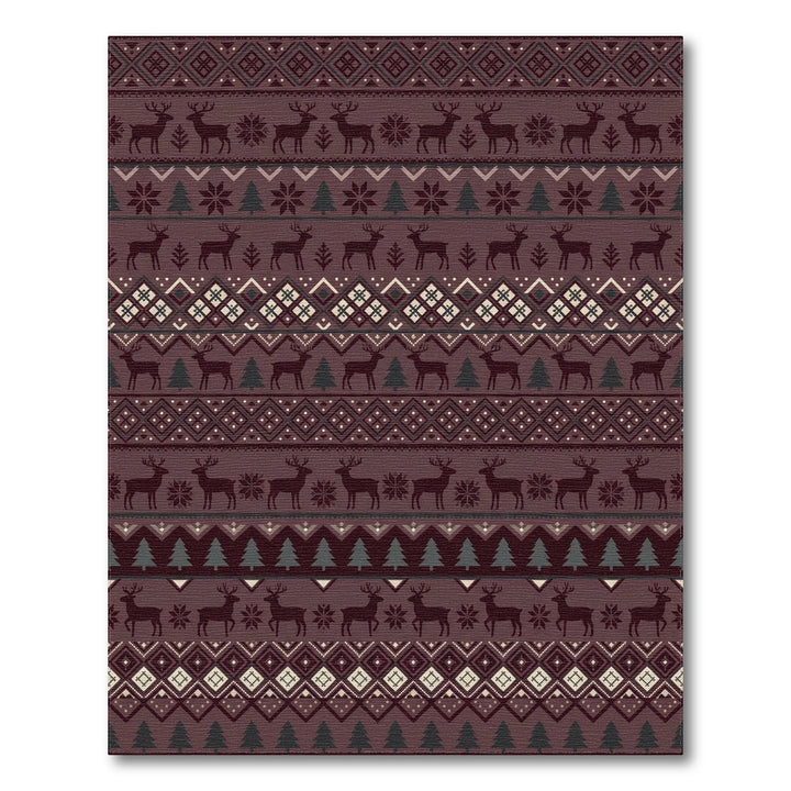 Deep Burgundy Reindeer Forest Stripe Rug