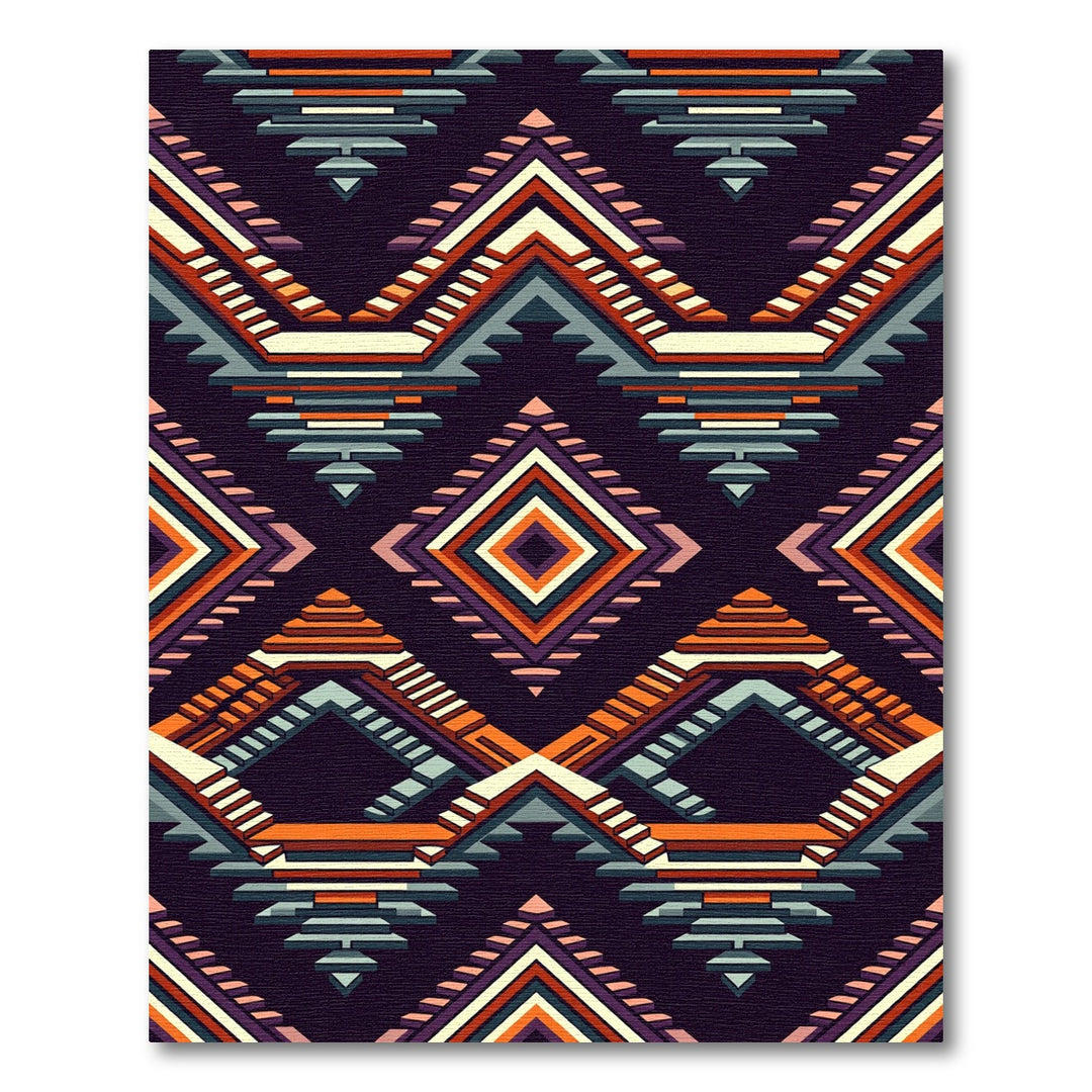 Geometric Diamond Orange Purple Staircase Rug