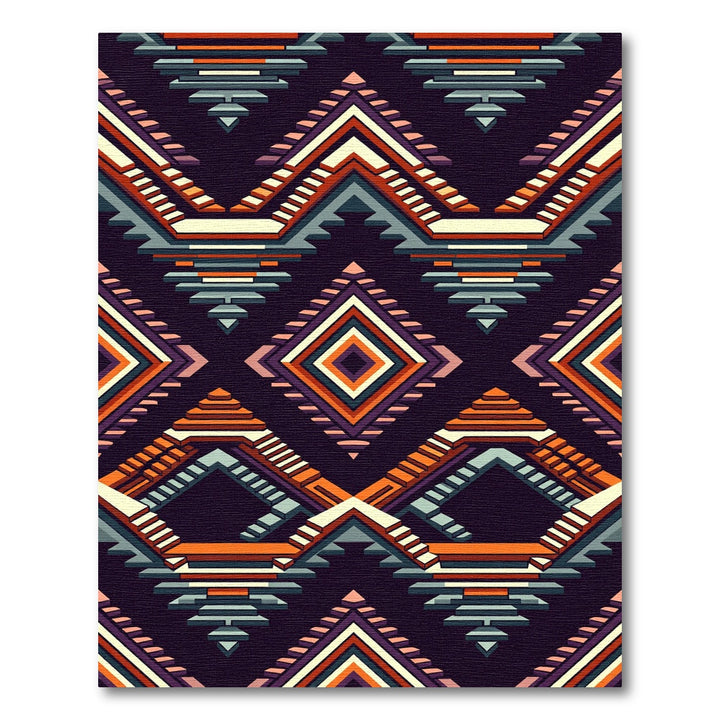 Geometric Diamond Orange Purple Staircase Rug