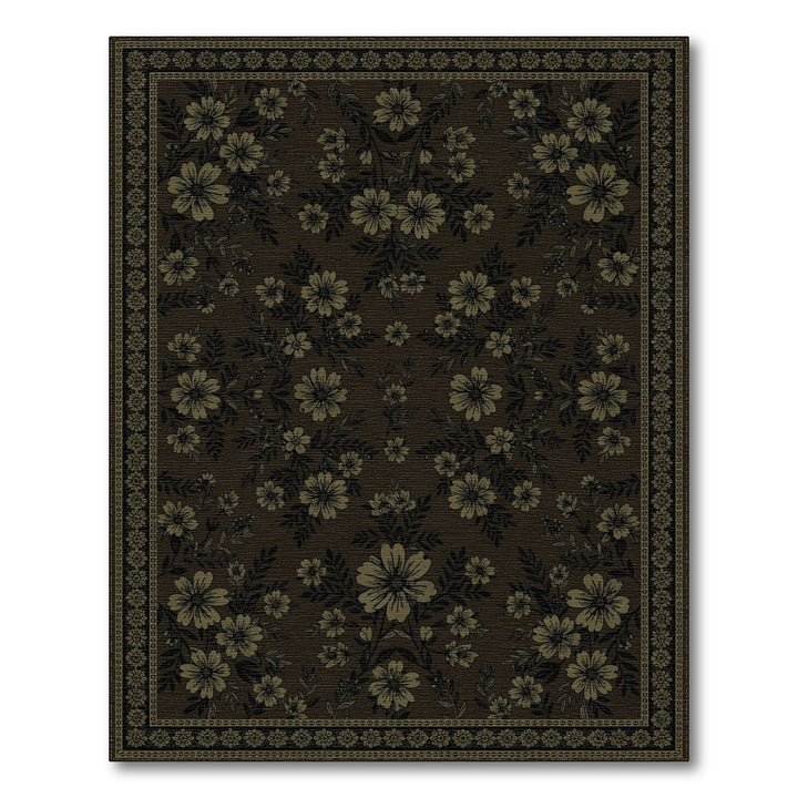 Vintage Floral Brown Washable Area Rug
