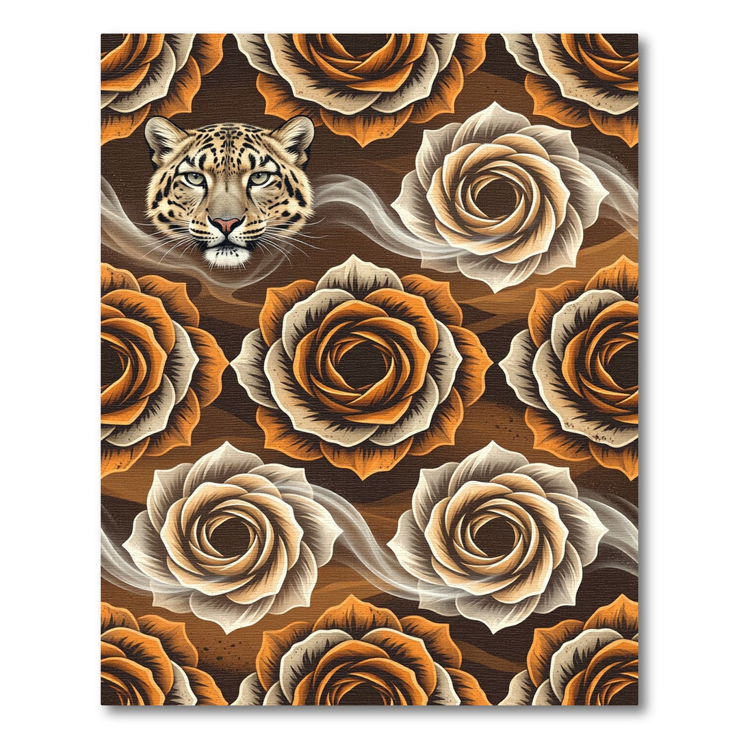 Exotic Leopard Roses Brown Rug