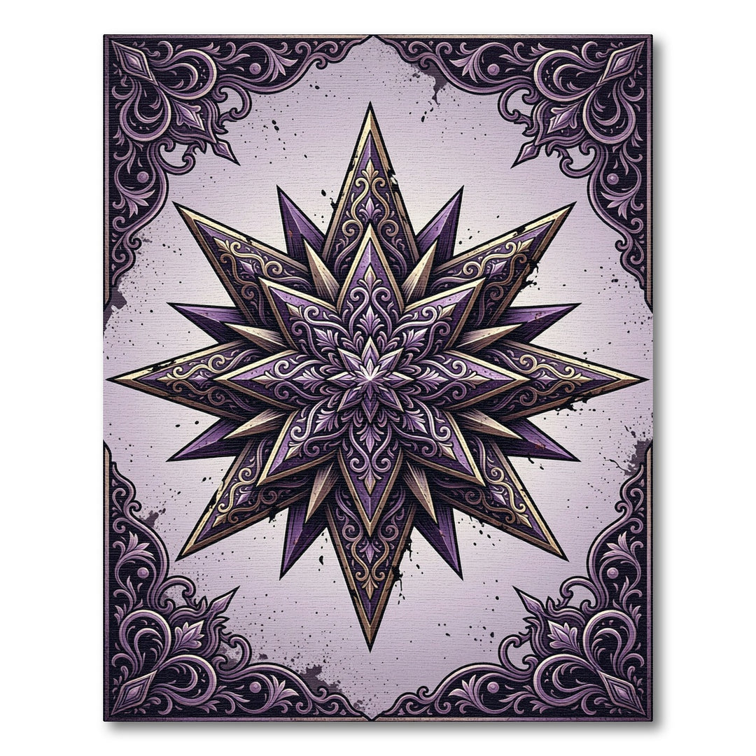 Ornate Purple Gold Starburst Rug