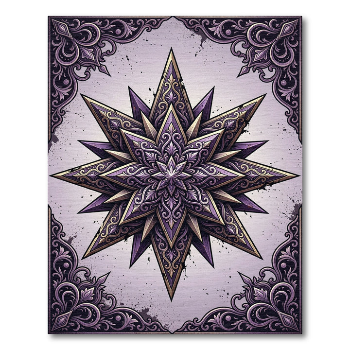 Ornate Purple Gold Starburst Rug